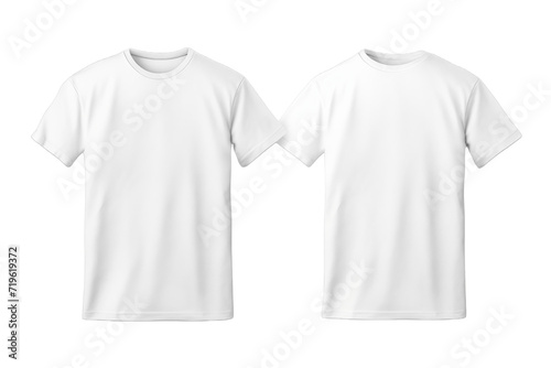 Blank front and back view white t-shirt template on transparent background. Mockup template for artwork graphic design.