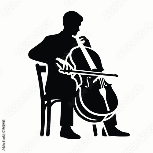 Cellist Silhouette Performing in Chair