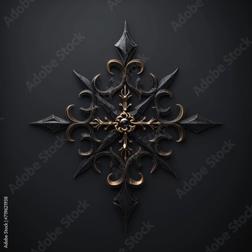 Abstract gothic tribal fire symbol design isolated on dark background