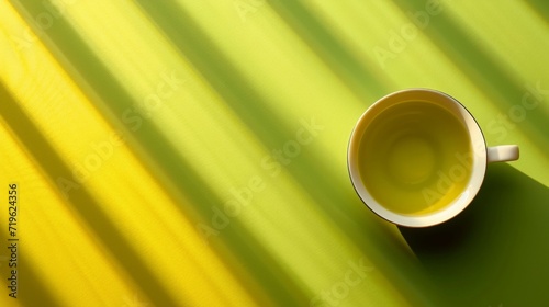 minimalist vivid advertisment background with green tea and copy space