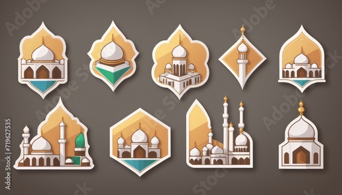 illustration of a set of icons mosque. icon set Ramadan or Ramadhan. icon set vector mosque. Ramadhan icons set promotion. benner. poster. Islamic. ikon masjid. 4k high quality. idea mosque Ramadan