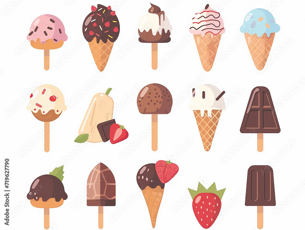 Delightful Set of Classic Ice Cream Flavors, Flat Vector Illustration Delightful Set of Classic Ice Cream Flavors, Flat Vector Illustration