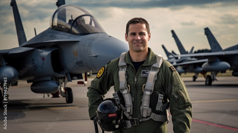 Portrait of pilot man of f-16 fighter with helmet. Portrait of pilot man of f-16 fighter with helmet.