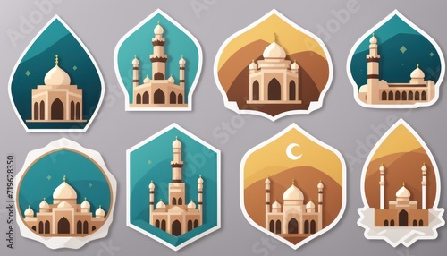 illustration of a set of icons mosque. icon set Ramadan or Ramadhan. icon set vector mosque. Ramadhan icons set promotion. benner. poster. Islamic. ikon masjid. 4k high quality. idea mosque Ramadan