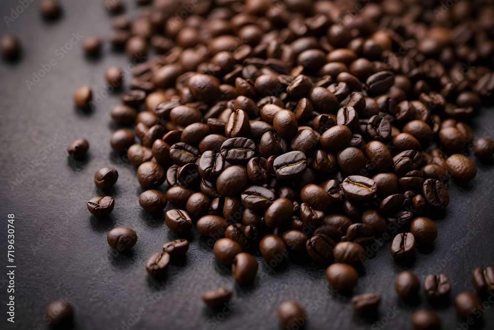 Roasted coffee beans background. Top view. Coffee background Roasted coffee beans background. Top view. Coffee background