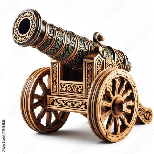 3d illustration of ramadan cannon isolated on white background