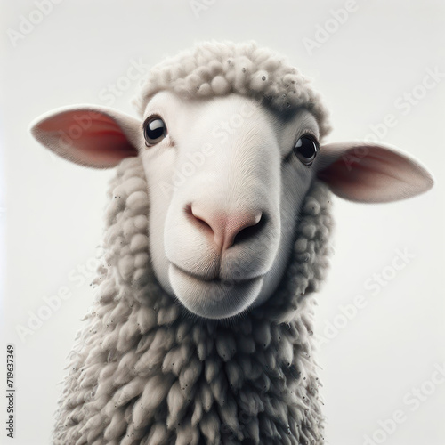 sheep and lamb, Funny sheep, looking at camera, Bleating, Oveja o cordero, oveja divertida, high quality portrait, isolated white background photo
