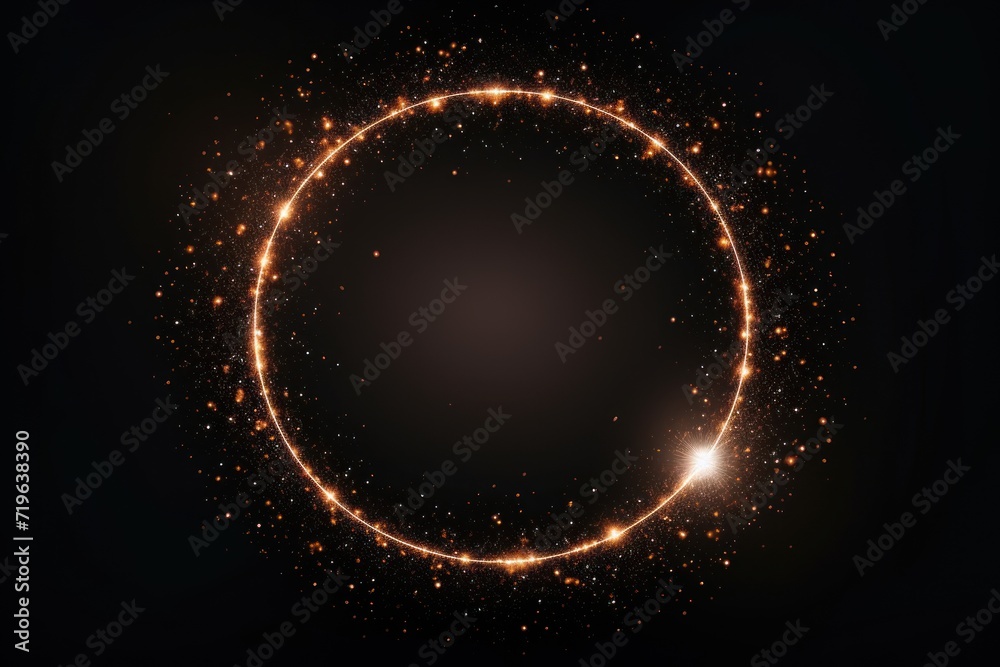 Onyx moonbeam glitter circle of light shine sparkles and rose gold moonlight spark particle - obrazy, fototapety, plakaty 