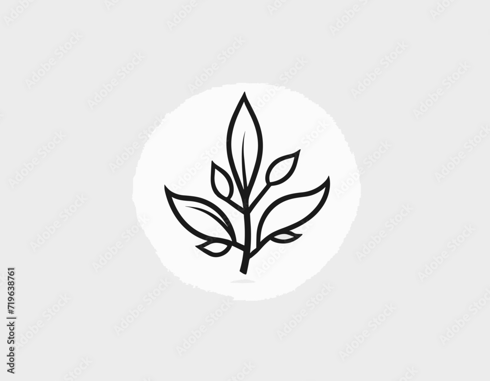 Hand drawn herbal, floral clipart. One line doodle vector Hand drawn herbal, floral clipart. One line doodle vector