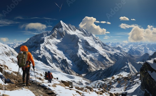 A lone mountaineer braves the treacherous terrain of a snowy mountain range, guided only by their love for adventure and equipped with hiking gear, as they make their way towards the majestic summit  © LifeMedia