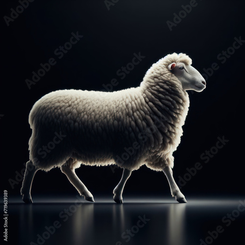 sheep and lamb, Funny sheep, looking at camera, Bleating, Oveja o cordero, oveja divertida, high quality portrait, isolated black background photo