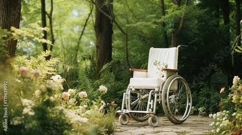 Healing and Growth Concept with Wheelchair and Natural Environment. photo