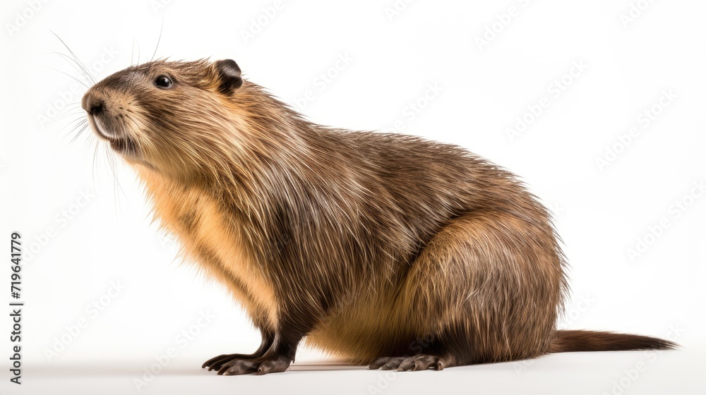 River Rat Beauty: Coypu, also known as a river rat or nutria, isolated on a clean white background