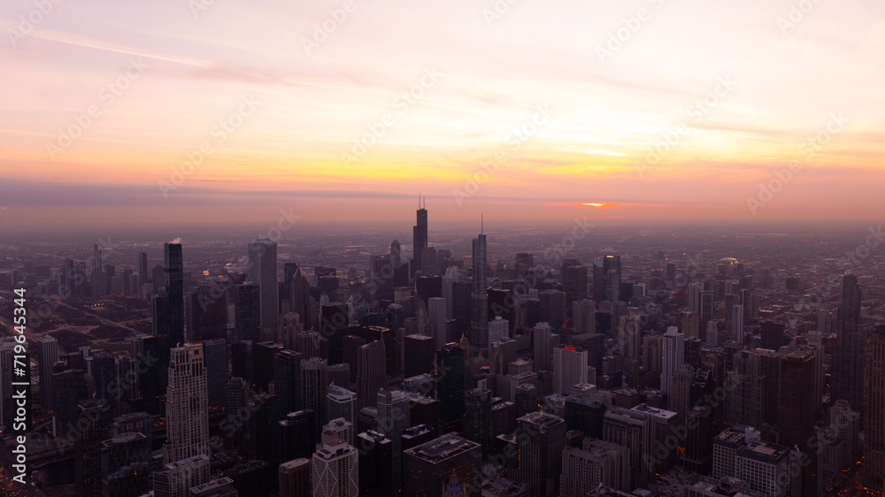 Sunset over Downtown Chicago 
