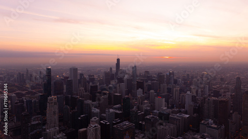 Sunset over Downtown Chicago 