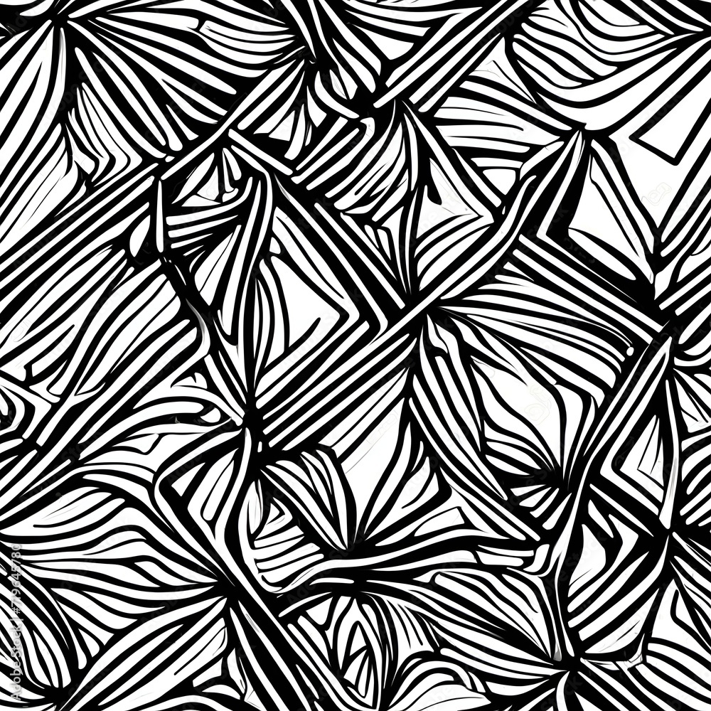 Abstract Black and White Seamless Pattern Design. Generative AI.