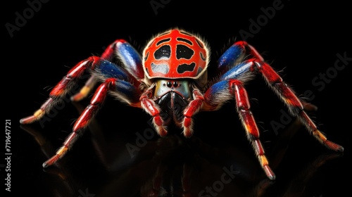 Colorful Xenestis immanis spider isolated on a white background, showcasing its vibrant and exotic appearance in a studio shot, perfect for those fascinated by the beauty of arachnids photo