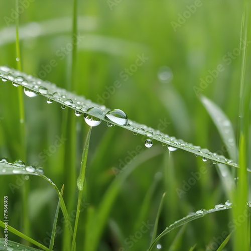 Verregnete grüne Wiese Makro