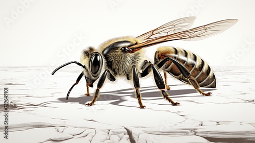 Hand-drawn honey bee illustration set: top view, flying side view, © muza