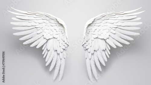 "Angelic Elegance: White wings isolated on a pristine white background,