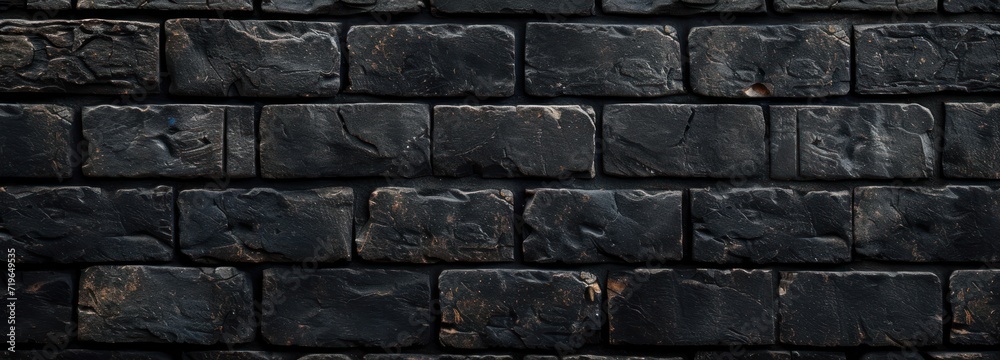 Close Up of Black Brick Wall