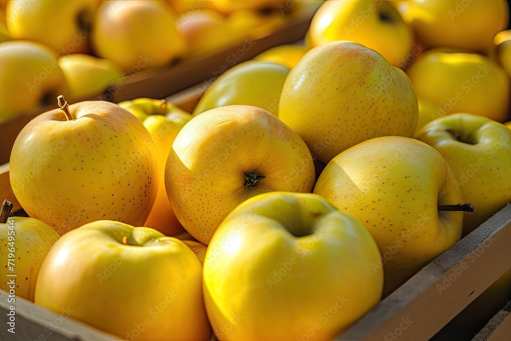 Juicy Golden Apples: A Close-Up of Delicious Ripe Fruit