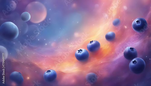Fantasy blueberry. Abstract mystical background. Blurred colored berry background. AI generated