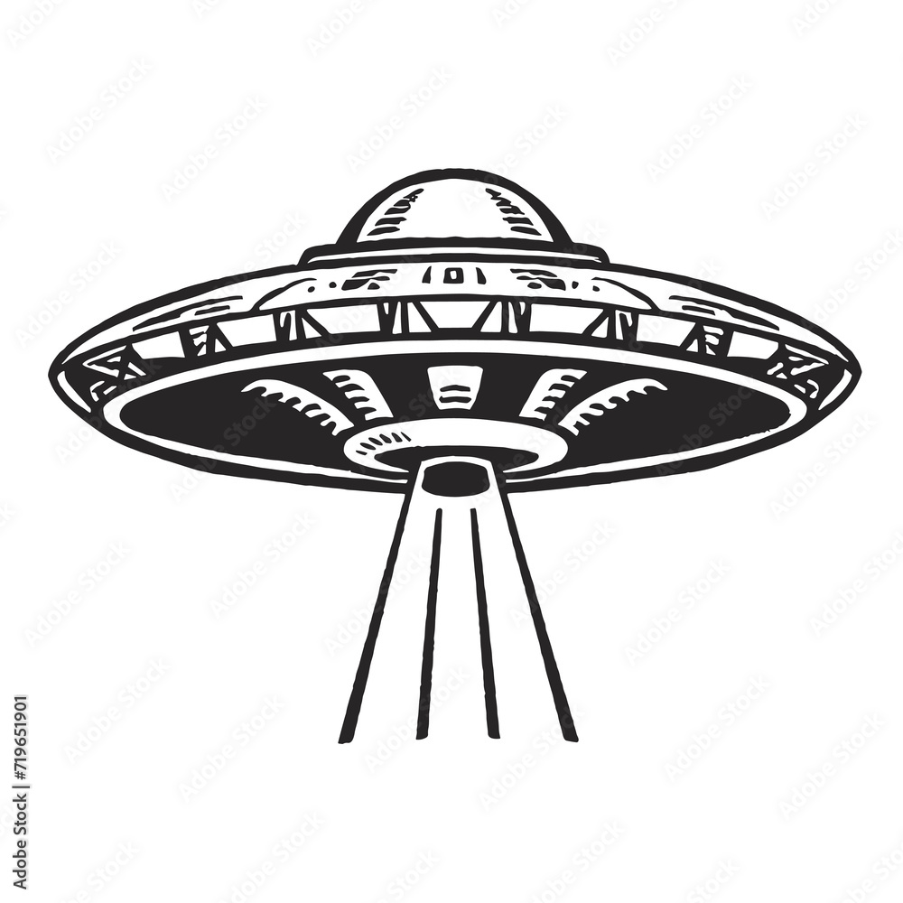 Set of alien and ufo icon, hand drawn vector illustration Set of alien and ufo icon, hand drawn vector illustration