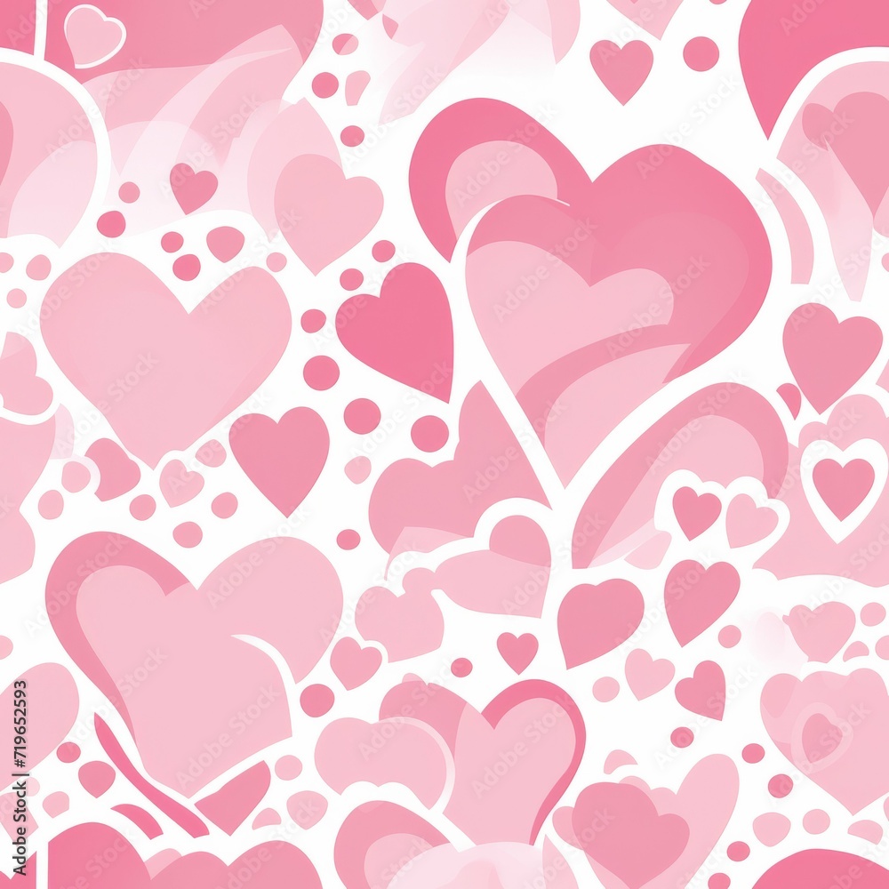 Abundance of Pink Hearts on White Background