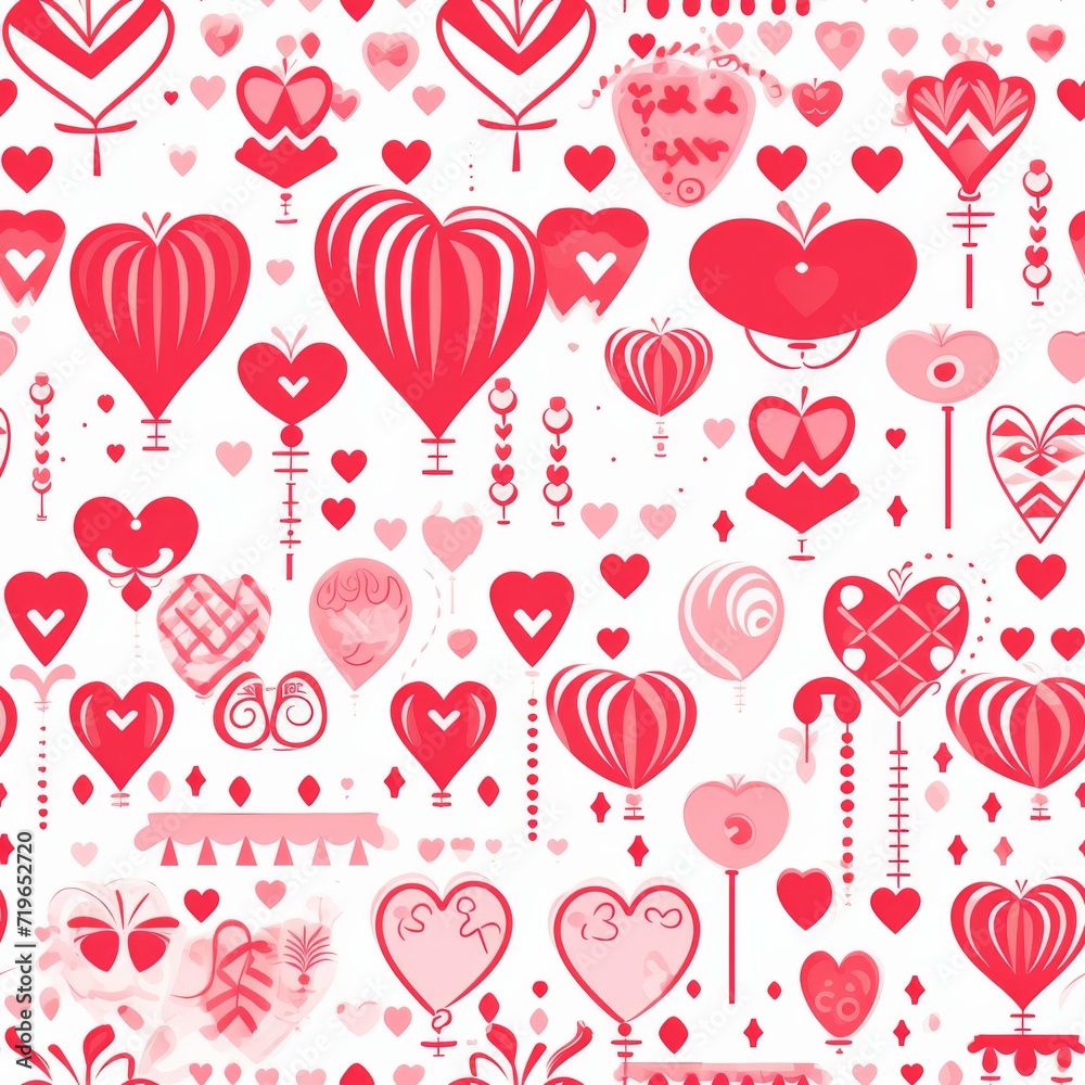 Assorted Hearts Arranged on a White Background