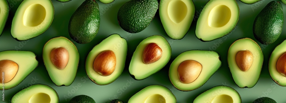 Group of Avocados on Green Surface Group of Avocados on Green Surface