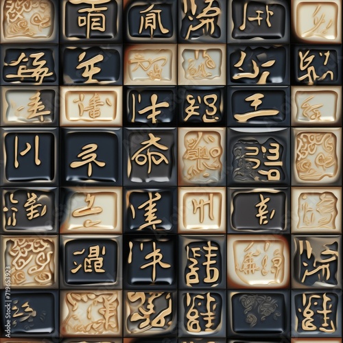 Close Up of Asian Writing Tile