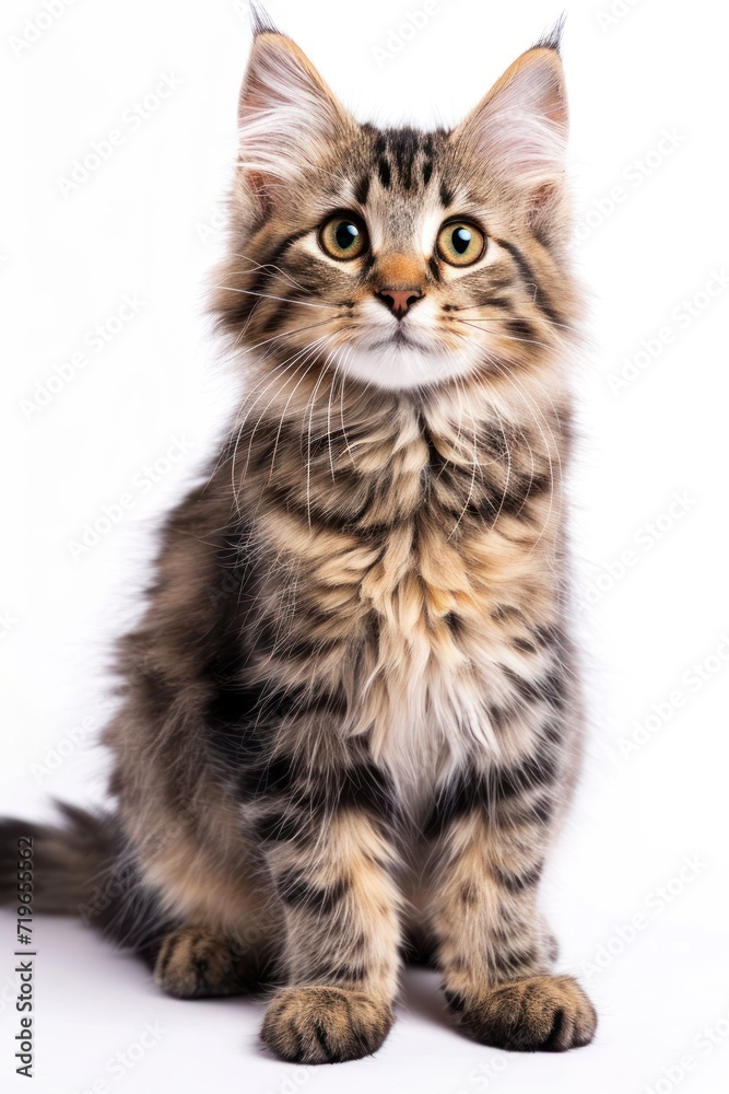 Small Kitten Sitting on White Floor