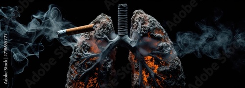 Cigarette Protruding From Human Lungs photo