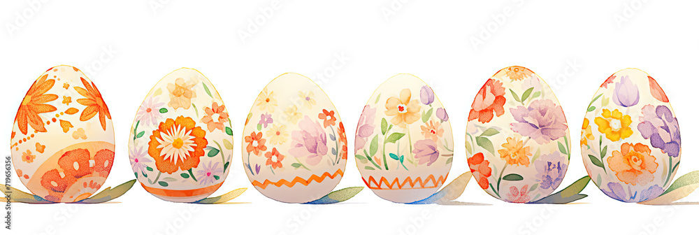 A Row of Painted Eggs Next to Each Other A Row of Painted Eggs Next to Each Other
