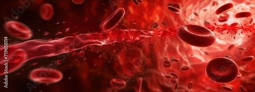 Red Blood Cells Flowing Through a Blood Vessel photo