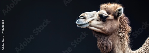 Close Up of Camel on Black Background photo