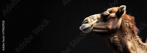 Close-Up of Camel With Black Background