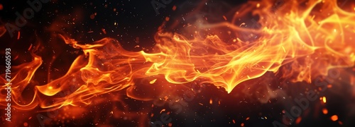Close Up of Fiery Flames on Black Background