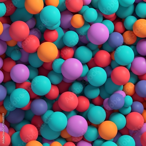 Colorful Balls Floating in the Air, Creating a Seamless Pattern. Generative AI. © theartofphoto