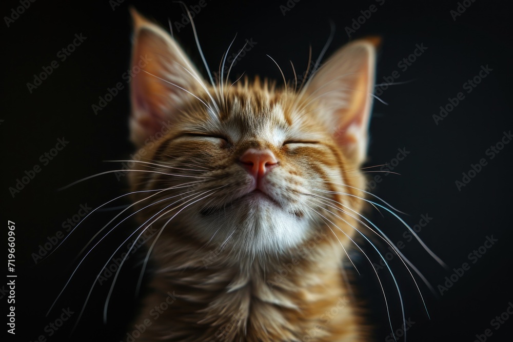 Close-Up of Cat With Closed Eyes