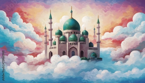 mosque watercolor painting or watercolor painting of the castle