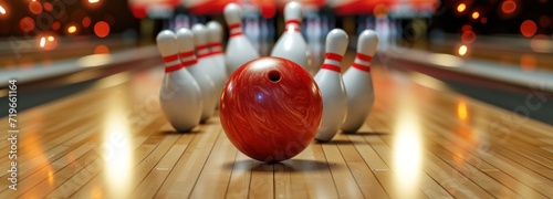 Bowling Ball Crashes Into Pins at Bowling Alley