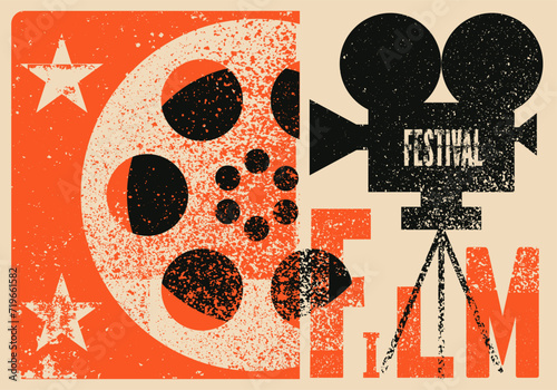 Film Festival typographical vintage grunge style poster design. Retro vector illustration.