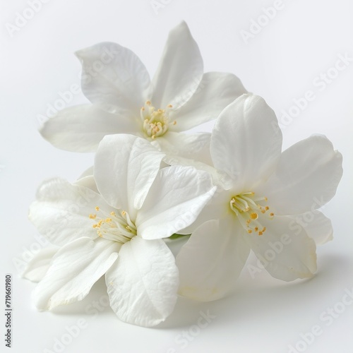 Three White Flowers on White Background