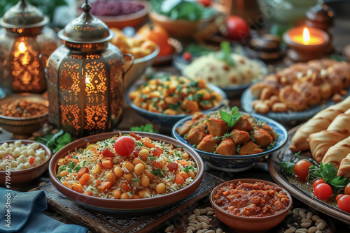 Ramadan - Kareem, lantern, family, food photo