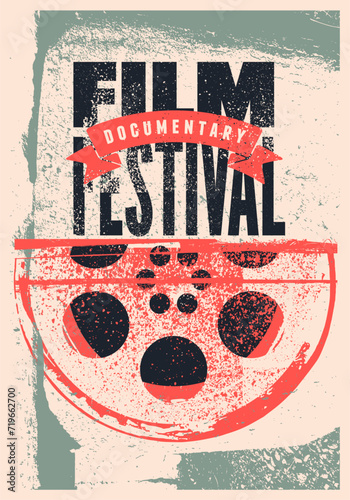 Film Festival documentary typographical vintage grunge style poster design. Retro vector illustration.