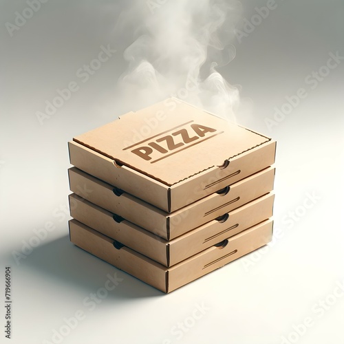 Soirée pizza : 4 pizzas dans leur carton photo