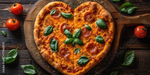 Delicious heart shaped pizza