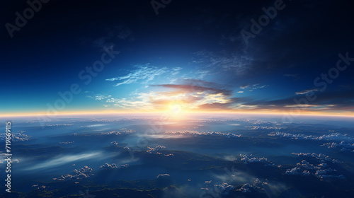 "Blue Sunrise View of Earth from Space"